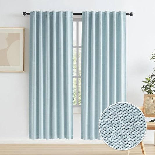Full Shading Blackout Linen Door Curtains by KEQIAOSUOCAI