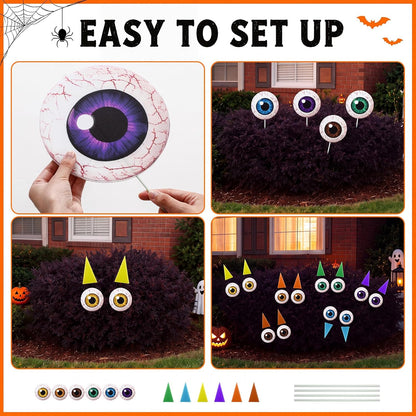 RattanView 12 Set Halloween Bush Eyes Decor Outdoor, 7.87'' Scary Bush Face
