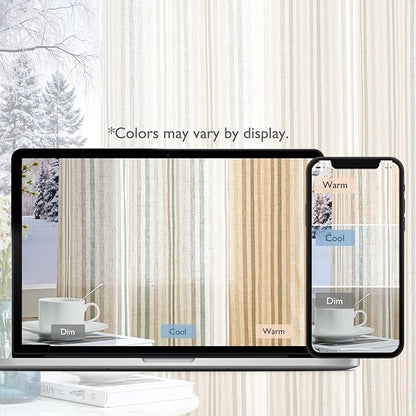Vangao Linen Striped Green Curtains Boho Tickingstripe Light Filtering Nursery - Image 9