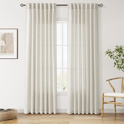 Nanspring Mousse White Linen Curtains 84 Inches Long by Nanspring