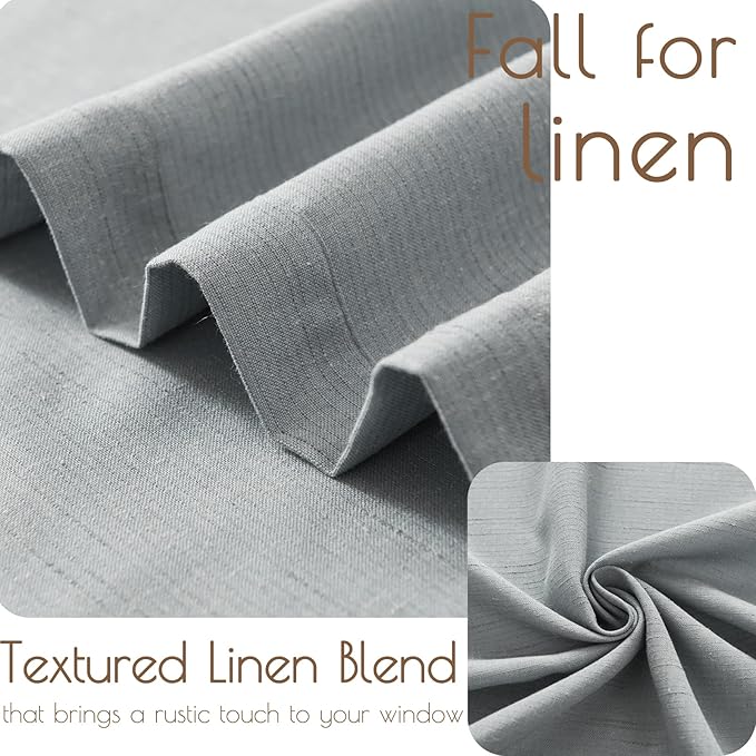 jinchan Grey Kitchen Curtains and Valances Set 3 Pieces Linen Tiers and Valance - Image 4