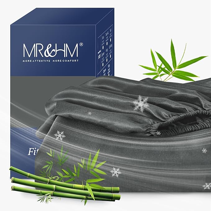 MR&HM Twin Fitted Sheet Only, Ultra-Soft Rayon Derived from Bamboo & Polyester by MRHM