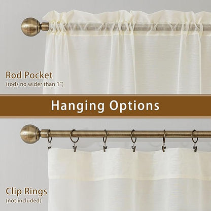 Ivory Sheer Curtains 84 Inches Long, Privacy Semi Sheer Curtains - Image 6