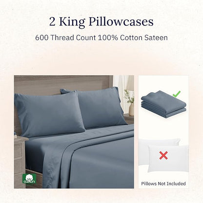 Luxuriously Soft Hotel Quality 600 Thread Count, 100% Cotton Set of 2 Cases - Image 3