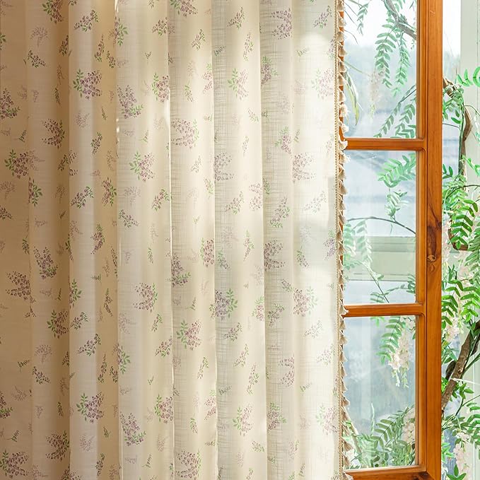 ENJOYBRIDAL Purple Floral 84 Inch Curtains - Image 4