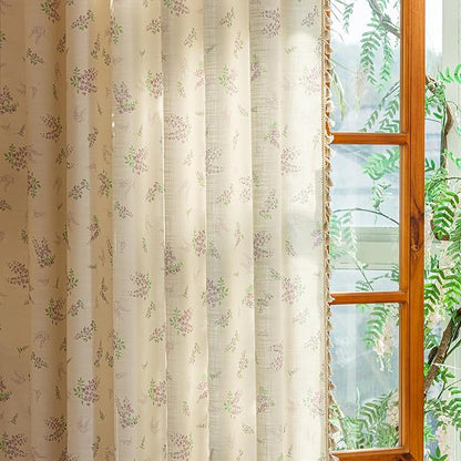 ENJOYBRIDAL Purple Floral 96 Inch Curtains - Image 4