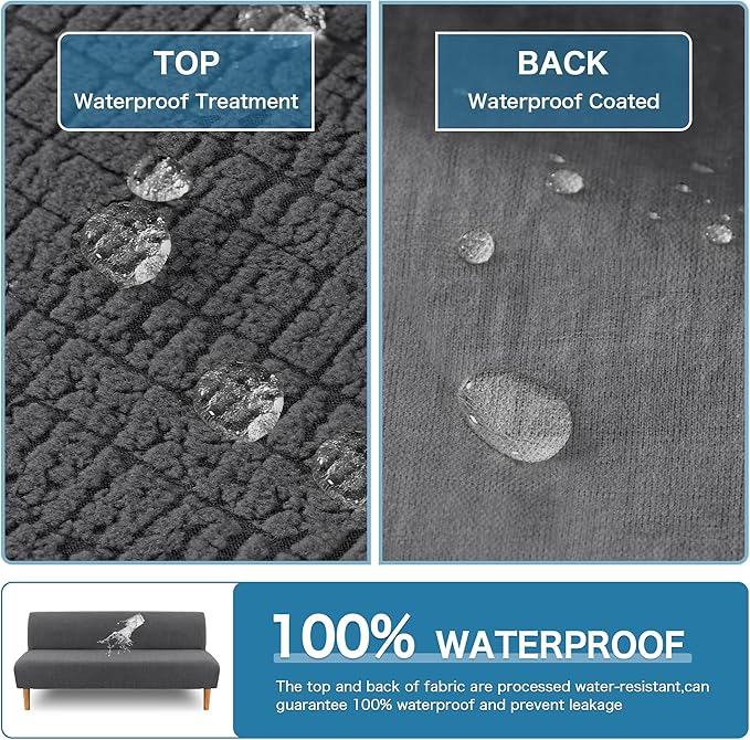 H.VERSAILTEX 100% Waterproof Armless Futon Cover, Armless Sofa Cover Stretch - Image 5