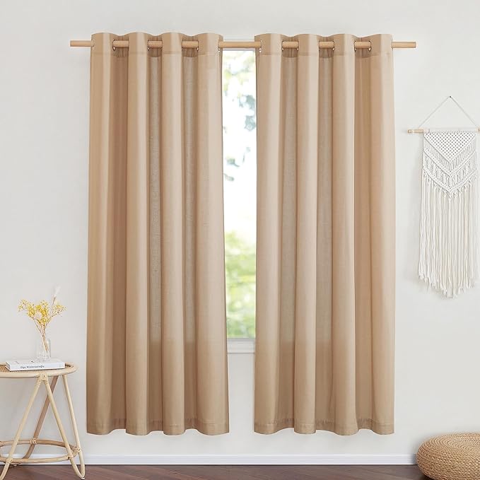 NICETOWN Thick Flax Linen Textured Bedroom Curtains, Grommet Casual & Rustic by NICETOWN