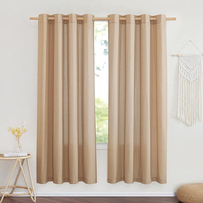 NICETOWN Thick Flax Linen Textured Bedroom Curtains, Grommet Casual & Rustic by NICETOWN
