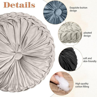 Yerliker 6 Pcs Floor Pillow Cushions 15inch Round Velvet Throw Pillows Colorful - Image 2