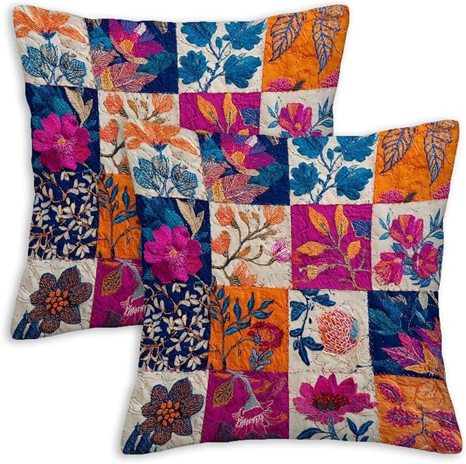 Throw Pillow Covers 18x18 Set of 2, Vintage Patchwork Cushion Covers, by Unknown