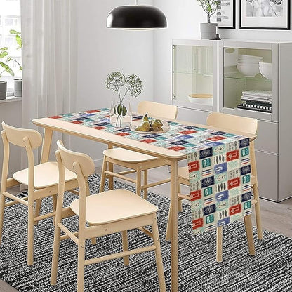 Vintage Nautical Patchwork Table Runner, Rudder Anchor Ocean Element - Image 3
