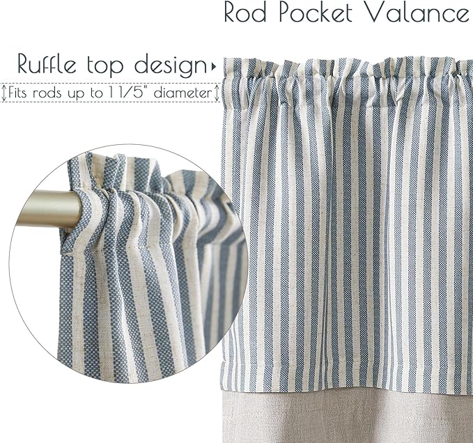 jinchan Linen Striped Valance for Windows 16 Inch Blackout Drapes for Small - Image 7