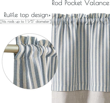 jinchan Linen Striped Valance for Windows 16 Inch Blackout Drapes for Small - Image 7