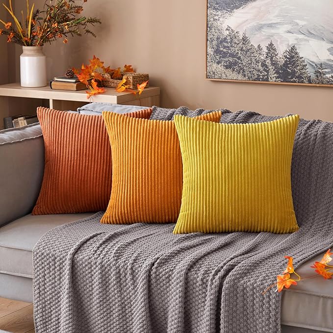 MIULEE Pack of 2 Burnt Orange Pillow Covers 16x16 Inch Soft Boho Striped - Image 7