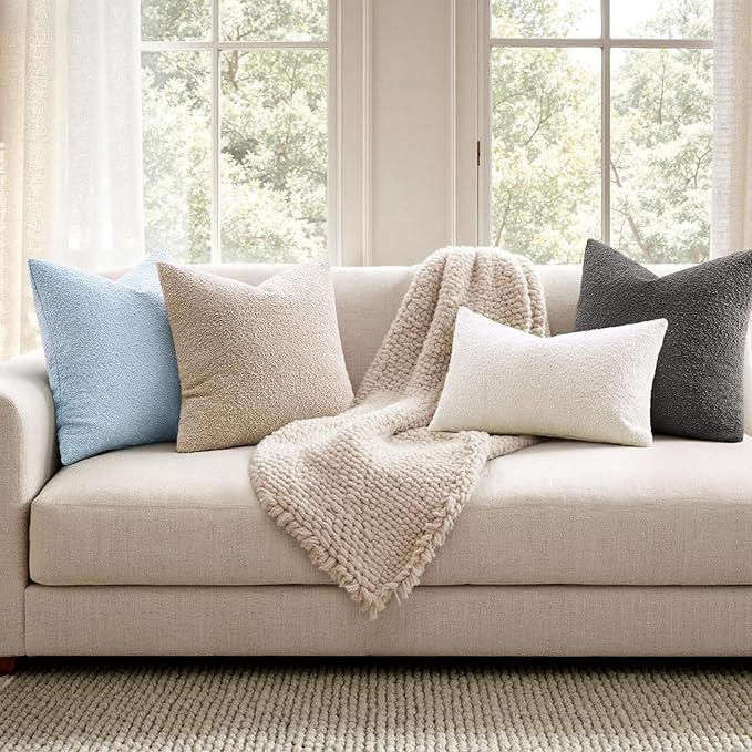 Woaboy Pack of 2 20x20 Inch Decorative Boucle Throw Pillow Covers Textured - Image 3