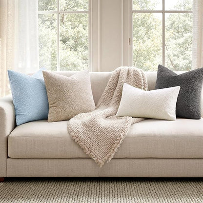 Woaboy Pack of 2 18x18 Inch Decorative Boucle Throw Pillow Covers Textured - Image 3