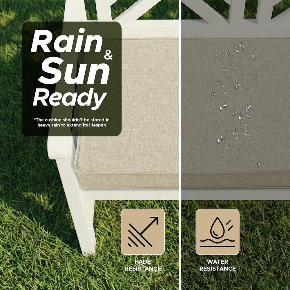 Outdoor Bench Cushion, 48 x 16 Inch, Beige