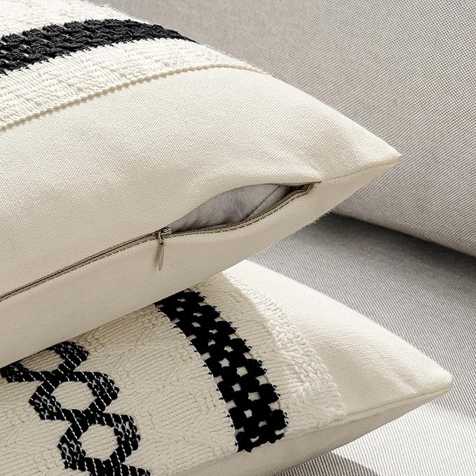 MIULEE Set of 2 Black Boho Decorative Pillow Covers 20x20 Inch Farmhouse Rustic - Image 5