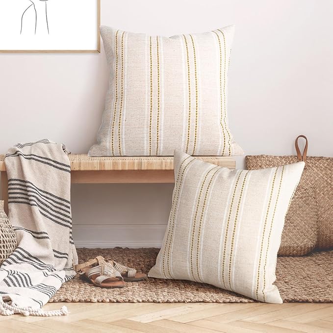 AELS 26x26 Decorative Farmhouse Linen Throw Pillow Covers, Boho Textured Pillow - Image 5