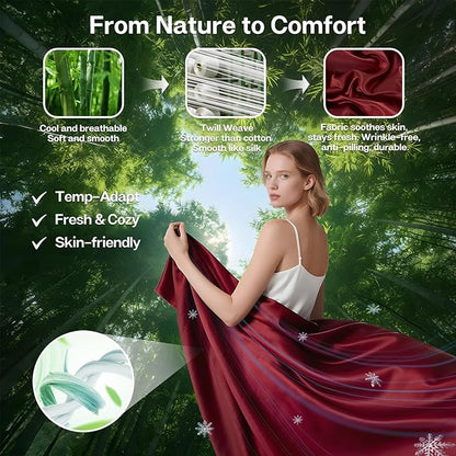 MR&HM King Fitted Sheet Only, Ultra-Soft Rayon Derived from Bamboo & Polyester - Image 2