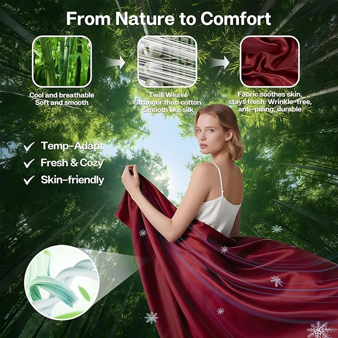 MR&HM Queen Fitted Sheet Only, Ultra-Soft Rayon Derived from Bamboo & Polyester - Image 2