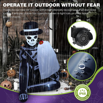 ZPISF 8.5 FT Giant Halloween Inflatables Cuddling Skeleton Couple