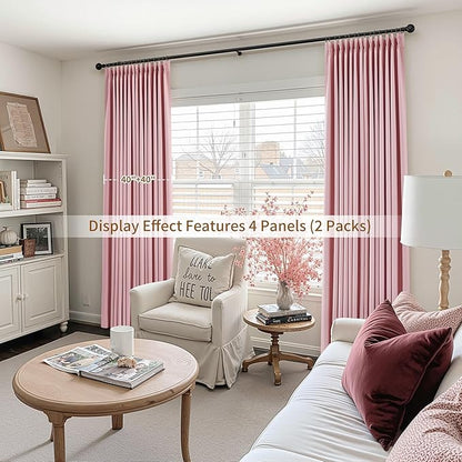 Pinch Pleated 100% Blackout Linen Curtains 84 Inch Length - Image 7