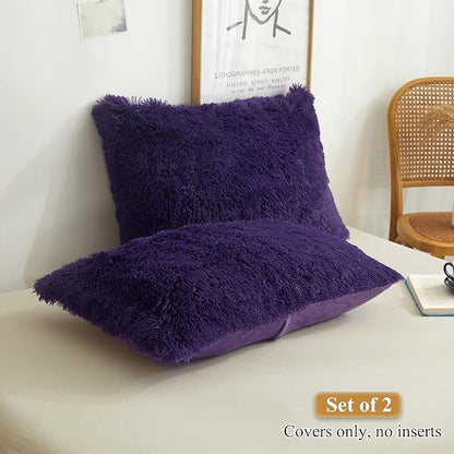 XeGe Faux Fur Fluffy Throw Pillowcases, Plush Shaggy Soft Furry Pillow Covers - Image 2