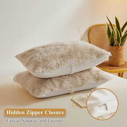 XeGe Tie Dye Faux Fur Fluffy Throw Pillow Cases, Plush Shaggy Soft Furry - Image 3
