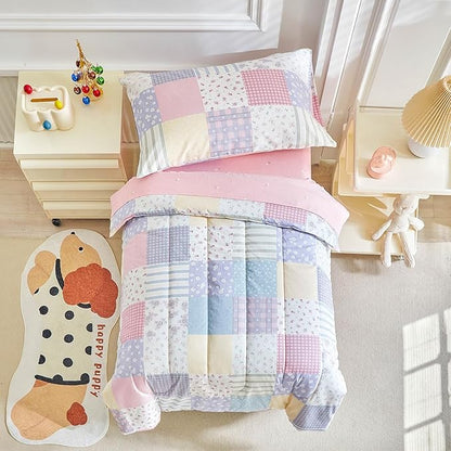 Joyreap 4 Piece Cotton Toddler Bedding Set- Colorful Flowers Patchwork Design by Joyreap