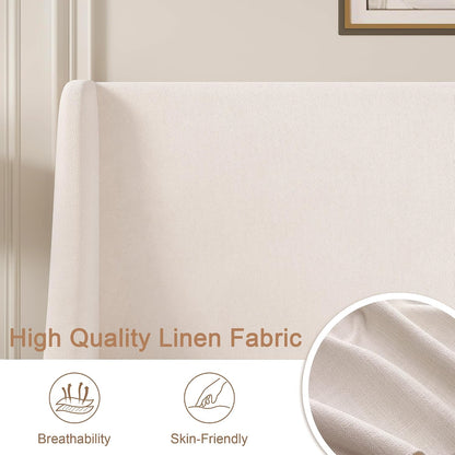 vecelo queen bed frame with upholstered wingback headboard showing dimensions
