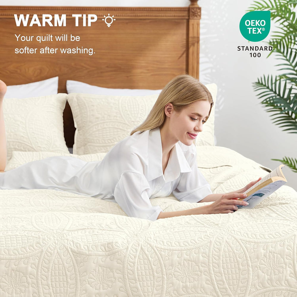 Love's cabin King Size Quilt Bedding Set Beige Bedspreads - Bed Summer Li...