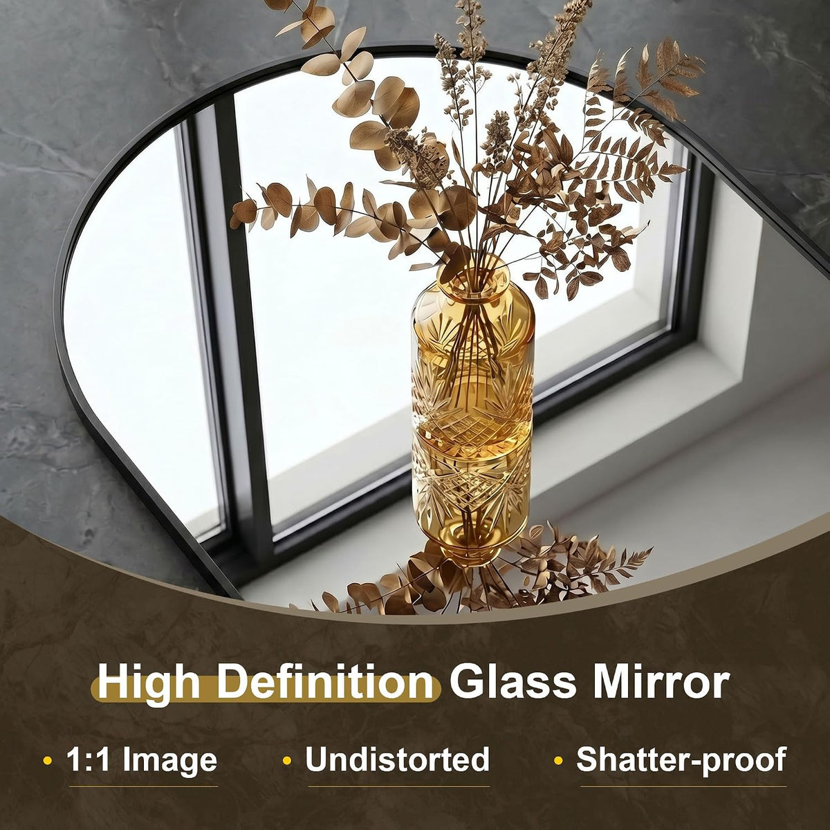 amoise arched bathroom mirror for wall, 2pack 30"x20", close-up detail