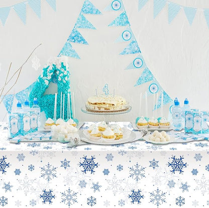 8 Pieces Snowflake Christmas Party Tablecloth Decorations, Plastic White - Image 5