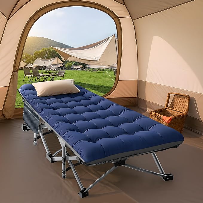 ABORON Camping Cot for Adult 28" Extra Wide, 2PK Heavy-Duty 1200D Oxford Cot - Image 5