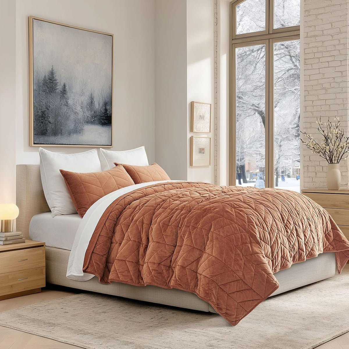 evergrace 3 pieces luxurious queen velvet quilts, ultra shown in use