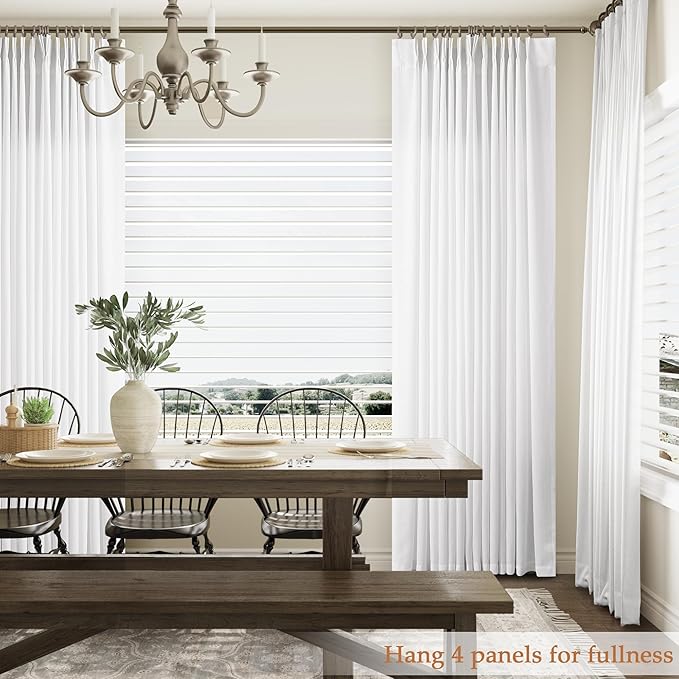 Soft White Pinch Pleat Linen Curtains 120 Inch Length 2 Panels Set - Image 6