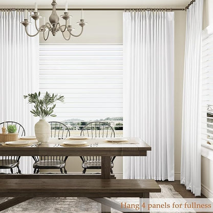 Soft White Pinch Pleat Linen Curtains 120 Inch Length 2 Panels Set - Image 6