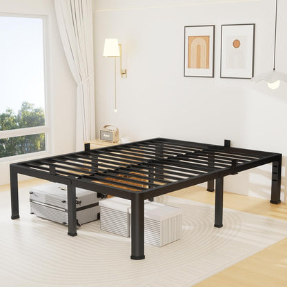 superay 14 inch queen metal bed frame with, front angle view