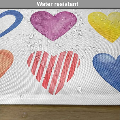 Ambesonne Grunge Place Mats Set of 4, Rainbow Color Heart Shapes Valentine's - Image 6