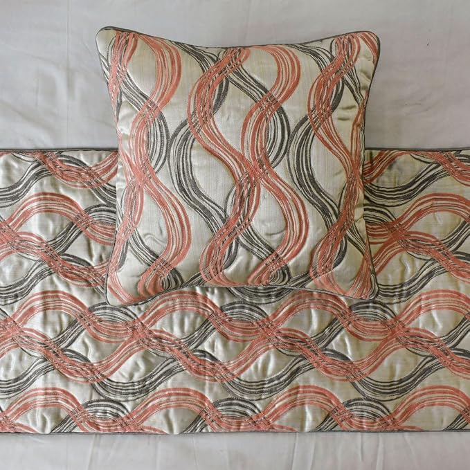 The HomeCentric King/Queen/Twin Orange Designer CA King 86"x18" Bed Runner - Image 2