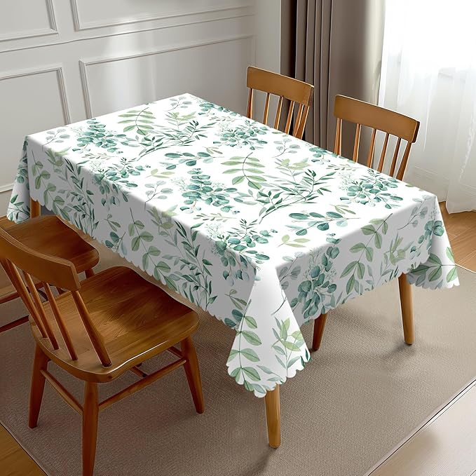 Sage Green Leaves Tablecloth Plant Watercolor Eucalyptus Branches Table Cloth by Unknown