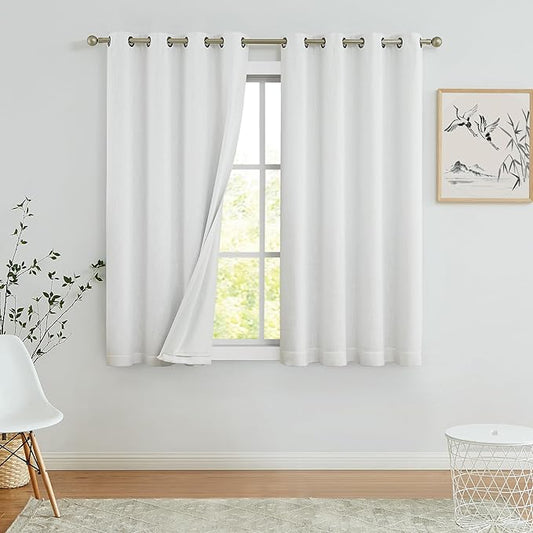 White Solid Full Blackout Window Curtains by CentralPark