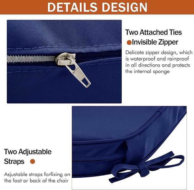 Outdoor Chair Cushions Set of 4 Waterproof Patio Chair Cushions - Image 8