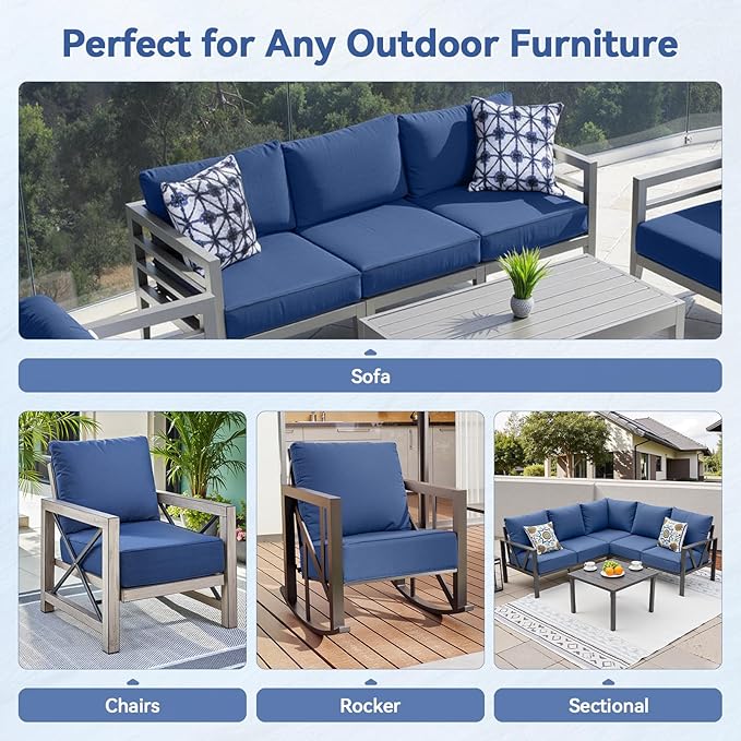 6" Thick Outdoor Cushions 22x24x6, 6-Set Deep Seat Patio Cushions - Image 7