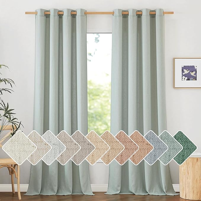 NICETOWN Flax Linen Sage Green 120 inch Curtains by NICETOWN