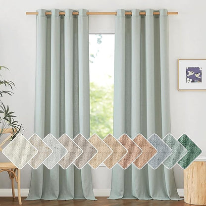 NICETOWN Flax Linen Sage Green 120 inch Curtains by NICETOWN