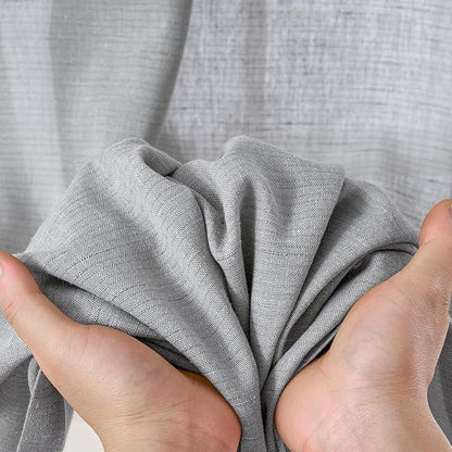 jinchan Grey Linen Blend Curtains 96 inch Length 2 Panels - Image 6