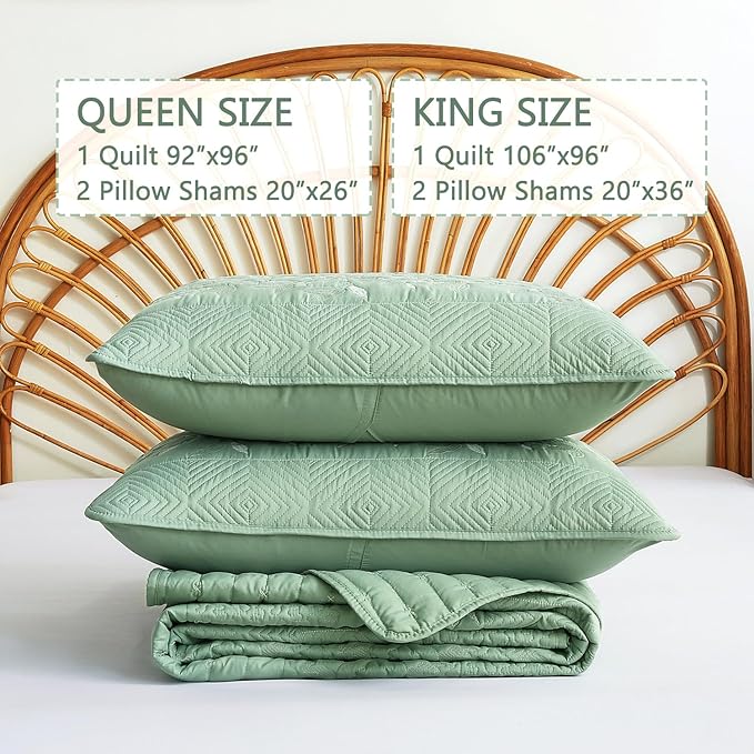 EVENHUG Floral Embroidered Quilt Set King Size 3 Piece Bedding Set Reversible - Image 7